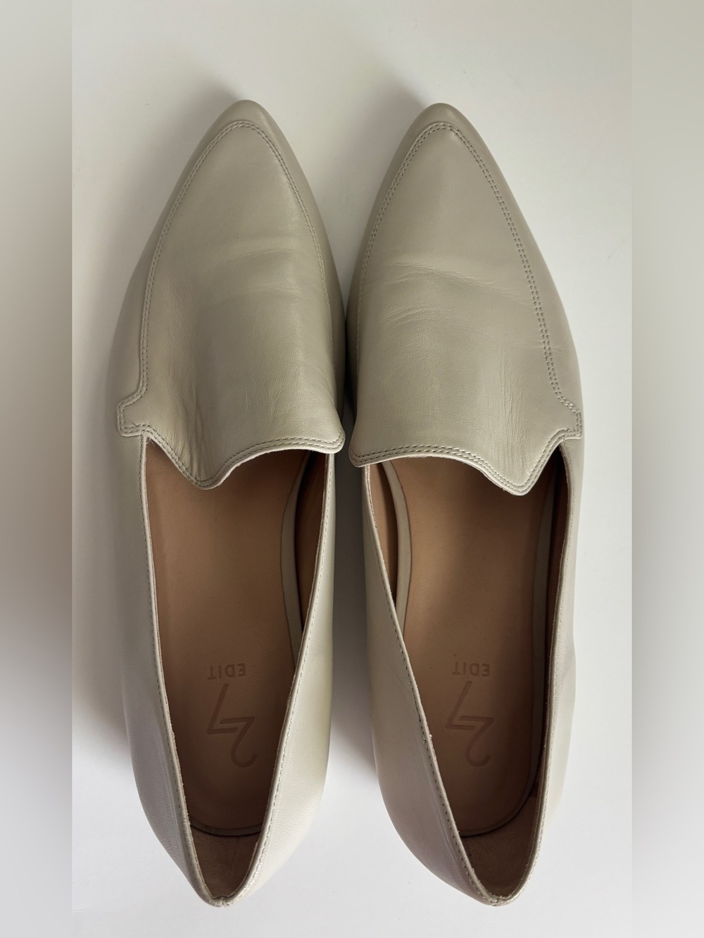 27 EDIT Pointed Slip-On Loafers in Light Beige